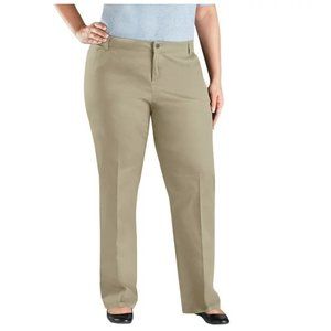 Genuine Dickies Women's Plus Size Mid rise Relaxed Fit Straight Leg Twill Pants
